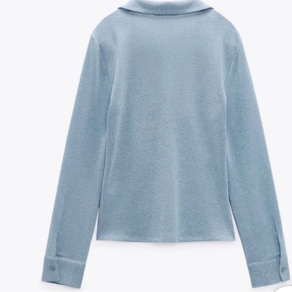 NWT ZARA OPEN DETAIL RUCHED TOP BLUE SIZE XS 4437/040/406 - Picture 3 of 9